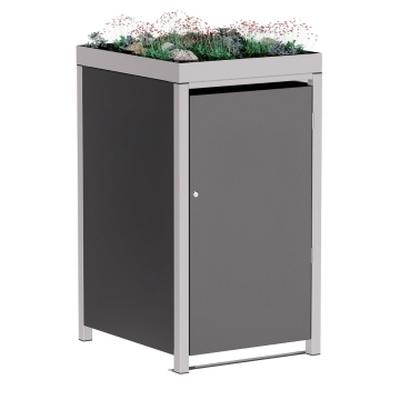 Box copri bidoni Emma per uno 120L in Antracite con cornice grigio segnale