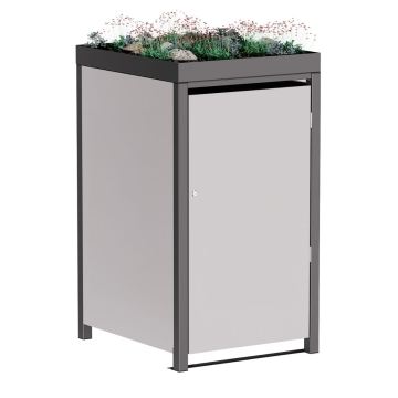 Box copri bidoni Emma per uno 120L in Grigio chiaro metallizzato con cornice grigio scuro