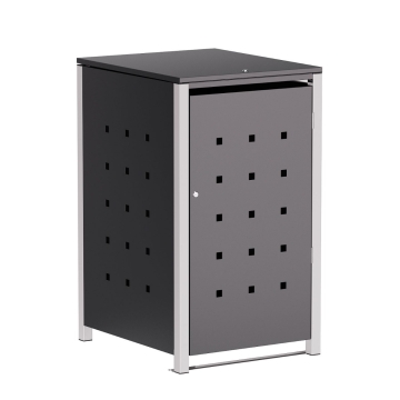 Box copri bidoni Horst per uno 120L in Antracite con cornice grigio segnale