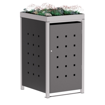 Box copri bidoni Martha per uno 240L in Antracite con cornice grigio segnale