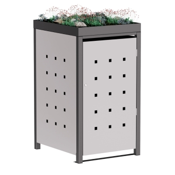 Box copri bidoni Martha per uno 240L in Grigio chiaro metallizzato con cornice grigio scuro