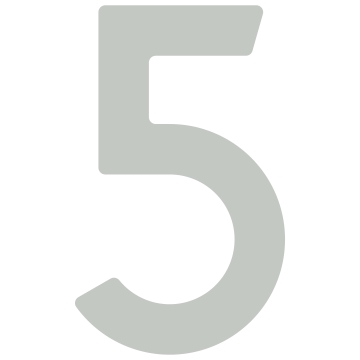 Numero Civico - autoadesivo "5" - 40 mm in Grigio chiaro