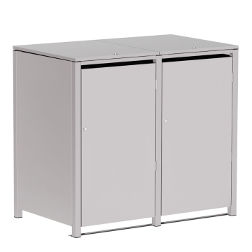 Box copri bidoni Hugo per due 240L in Grigio chiaro metallizzato