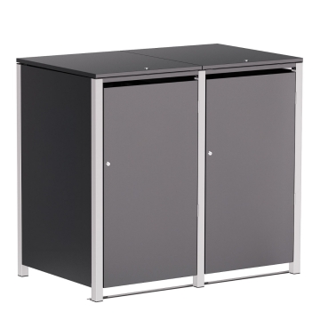 Box copri bidoni Hugo per due 240L in Antracite con cornice grigio segnale