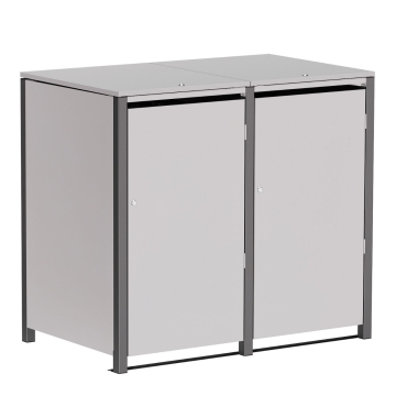 Box copri bidoni Hugo per due 240L in Grigio chiaro metallizzato con cornice grigio scuro
