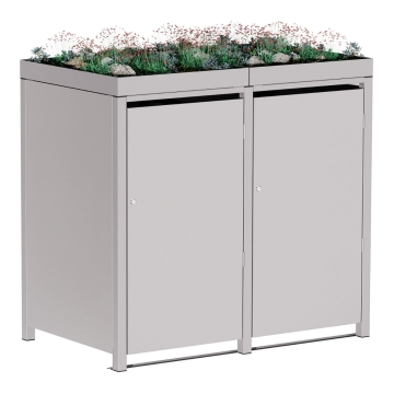 Box copri bidoni Emma per due 120L in Grigio chiaro metallizzato
