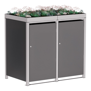 Box copri bidoni Emma per due 120L in Antracite con cornice grigio segnale