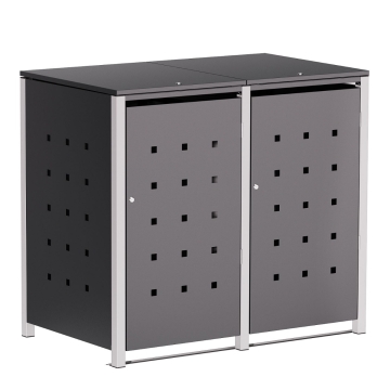 Box copri bidoni Helmut per due 120L in Antracite con cornice grigio segnale