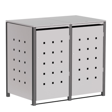 Box copri bidoni Horst per due 120L in Grigio chiaro metallizzato con cornice grigio scuro