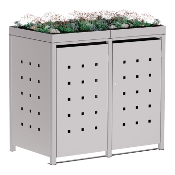 Box copri bidoni Martha per due 240L in Grigio chiaro metallizzato