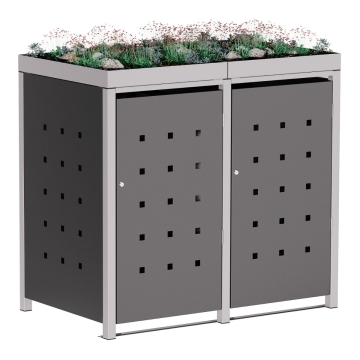 Box copri bidoni Martha per due 240L in Antracite con cornice grigio segnale