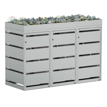 Box copri bidoni Egon per tre 120L nel Grigio chiaro