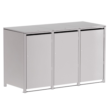 Box copri bidoni Hugo per tre 240L in Grigio chiaro metallizzato