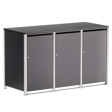 Box copri bidoni Hugo per tre 240L in Antracite con cornice grigio segnale