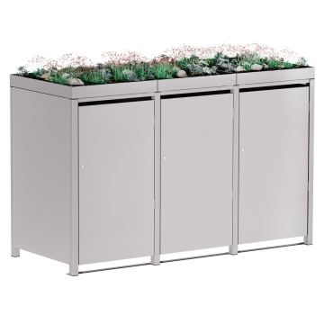 Box copri bidoni Emma per tre 120L in Grigio chiaro metallizzato