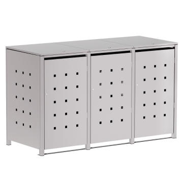 Box copri bidoni Wilhelm per tre 240L in Grigio chiaro metallizzato