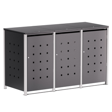 Box copri bidoni Wilhelm per tre 240L in Antracite con cornice grigio segnale