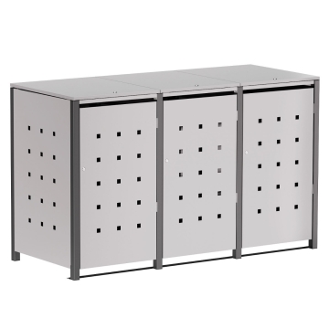 Box copri bidoni Wilhelm per tre 240L in Grigio chiaro metallizzato con cornice grigio scuro