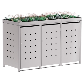 Box copri bidoni Martha per tre 240L in Grigio chiaro metallizzato