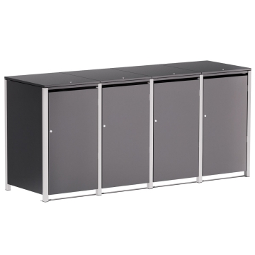 Box copri bidoni Helmut per quattro 120L in Antracite con cornice grigio segnale