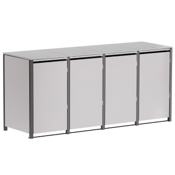 Box copri bidoni Hugo per quattro 240L in Grigio chiaro metallizzato con cornice grigio scuro