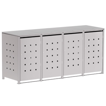 Box copri bidoni Horst per quattro 120L in Grigio chiaro metallizzato
