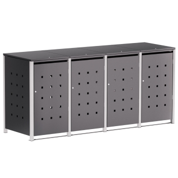 Box copri bidoni Horst per quattro 120L in Antracite con cornice grigio segnale