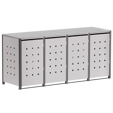 Box copri bidoni Horst per quattro 120L in Grigio chiaro metallizzato con cornice grigio scuro