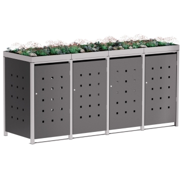 Box copri bidoni Martha per quattro 240L in Antracite con cornice grigio segnale