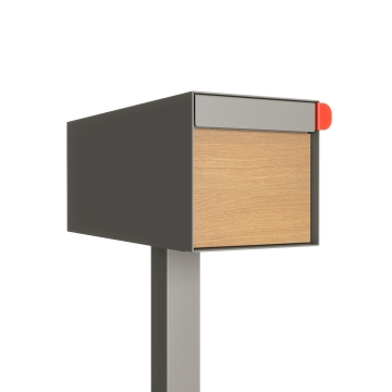 American Mailbox American grigio con fronte decorativo in legno