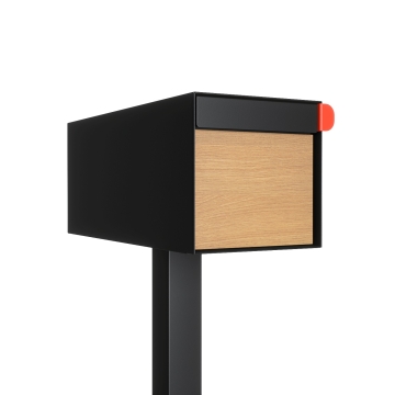 American Mailbox Americano nero con frontale decorativo in legno
