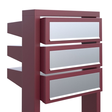 Cassetta postale in serie Stairs for Three in Rosso con ribaltina in acciaio inox