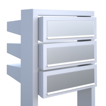 Cassetta postale in serie Stairs for Three in Bianco con ribaltina in acciaio inox