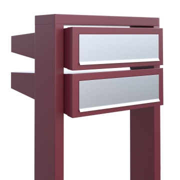 Cassetta postale in serie Stairs for Two in Rosso con ribaltina in acciaio inox