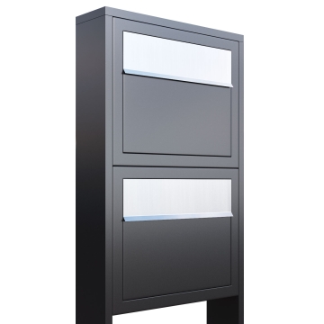 Cassetta postale in serie Elegance for Two in Antracite con ribaltina in acciaio inox