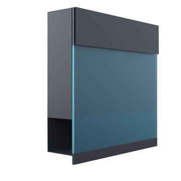 Cassetta postale Manhattan Special Blue Antracite con piastra in acrilico blu