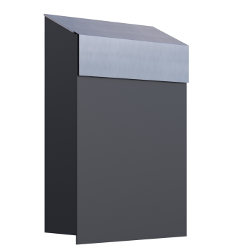 Cassetta postale Baby Box Antracite con ribaltina in acciaio inox