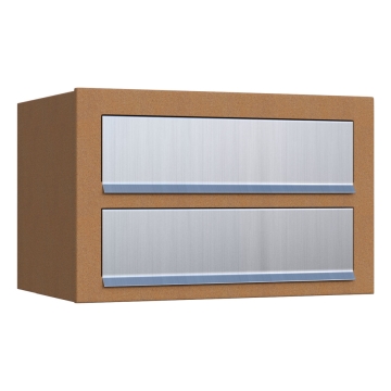Cassetta postale Cube for Two Ruggine con ribaltina in acciaio inox