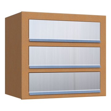 Cassetta postale Cube for Three Ruggine con ribaltina in acciaio inox