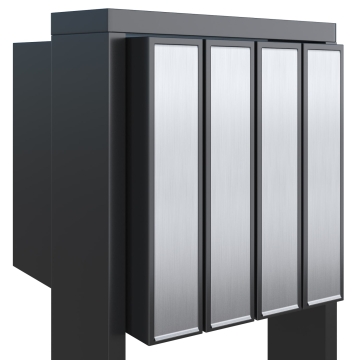 Cassetta postale in serie Flag for Four in Antracite con ribaltina in acciaio inox