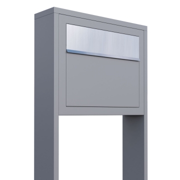 Cassetta postale con supporto Elegance in Grigio metallizzato con ribaltina in acciaio inox