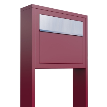 Cassetta postale con supporto Elegance in Rosso con ribaltina in acciaio inox
