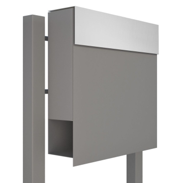 Cassette postali con supporto postale Manhattan Grigio metallizzato con ribaltina in acciaio inox