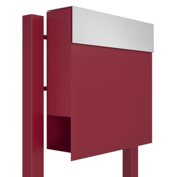 Cassette postali con supporto postale Manhattan Rosso con ribaltina in acciaio inox
