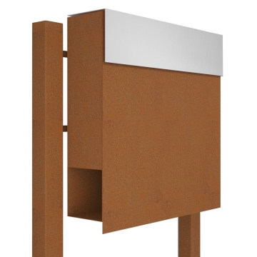 Cassette postali con supporto postale Manhattan Ruggine con ribaltina in acciaio inox