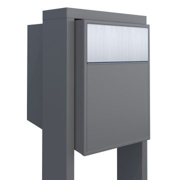 Cassette postali con supporto postale Big Flag Grigio metallizzato con ribaltina in acciaio inox