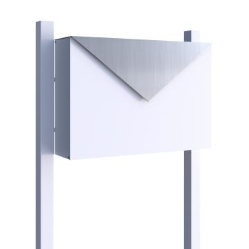 Cassetta postale con supporto Letter Bianca con ribaltina in acciaio inox