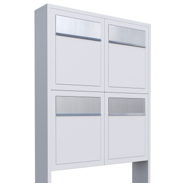 Cassetta postali in serie Base for Four Bianca con ribaltina in acciaio inox