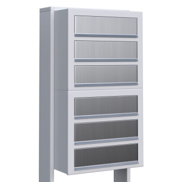 Cassetta postale in serie Cube for Six in Bianco con ribaltina in acciaio inox