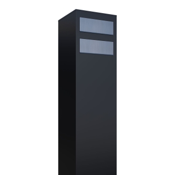 Cassetta postale in serie Monolith for Two in Nero con ribaltina in acciaio inox